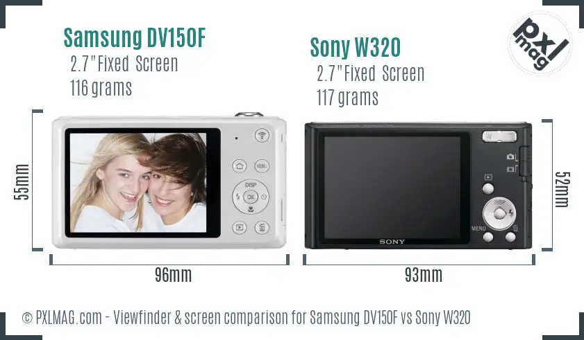 Samsung DV150F vs Sony W320 Screen and Viewfinder comparison