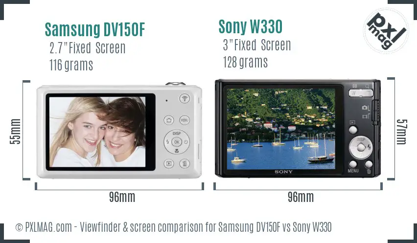 Samsung DV150F vs Sony W330 Screen and Viewfinder comparison