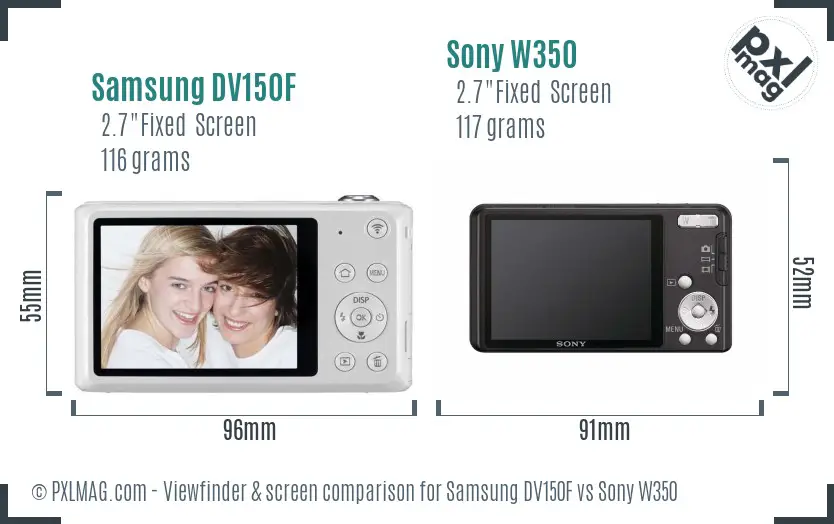 Samsung DV150F vs Sony W350 Screen and Viewfinder comparison