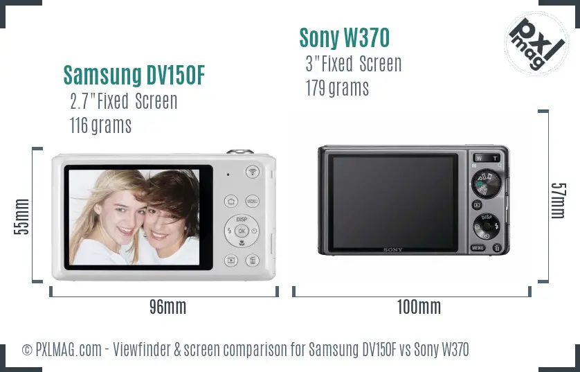 Samsung DV150F vs Sony W370 Screen and Viewfinder comparison