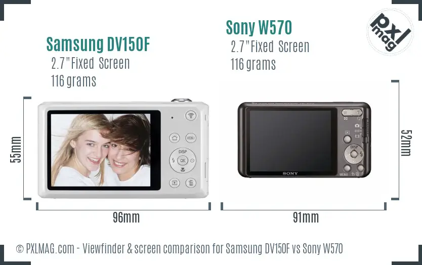 Samsung DV150F vs Sony W570 Screen and Viewfinder comparison