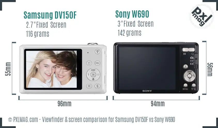 Samsung DV150F vs Sony W690 Screen and Viewfinder comparison