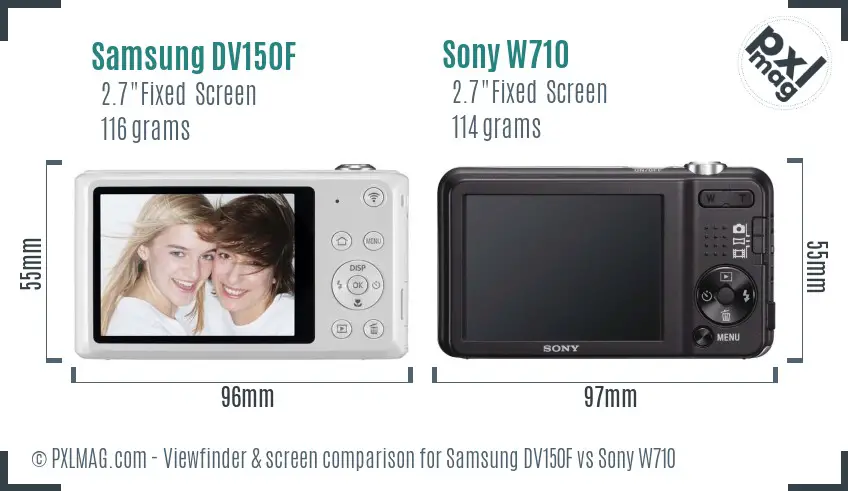 Samsung DV150F vs Sony W710 Screen and Viewfinder comparison