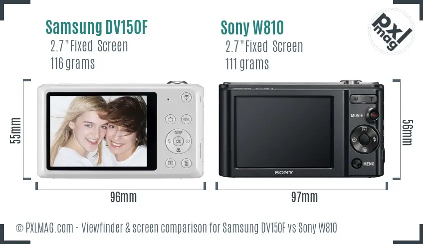 Samsung DV150F vs Sony W810 Screen and Viewfinder comparison
