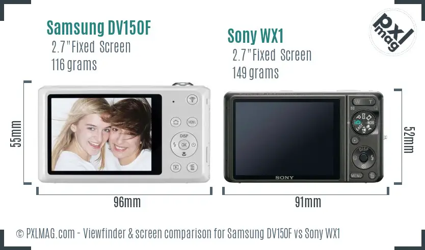 Samsung DV150F vs Sony WX1 Screen and Viewfinder comparison