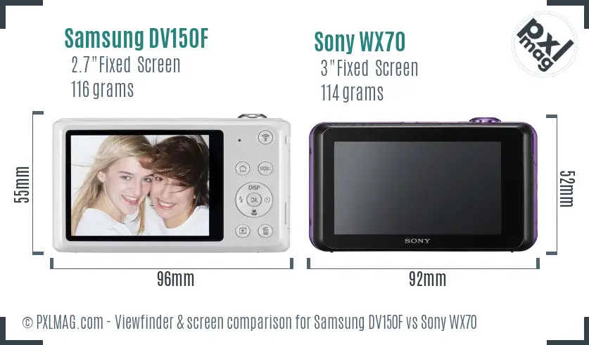 Samsung DV150F vs Sony WX70 Screen and Viewfinder comparison