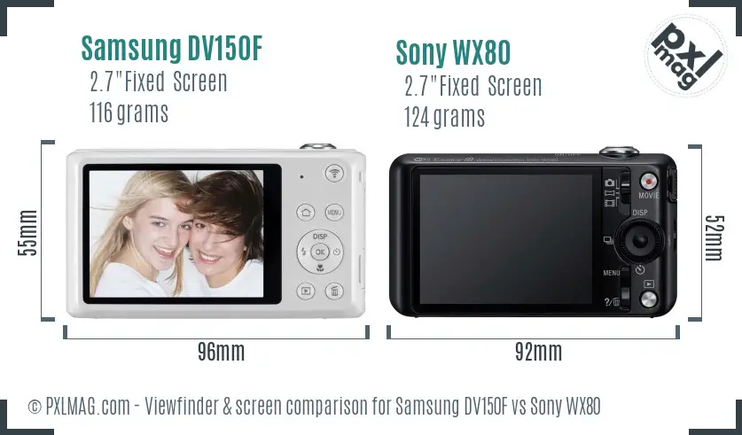 Samsung DV150F vs Sony WX80 Screen and Viewfinder comparison