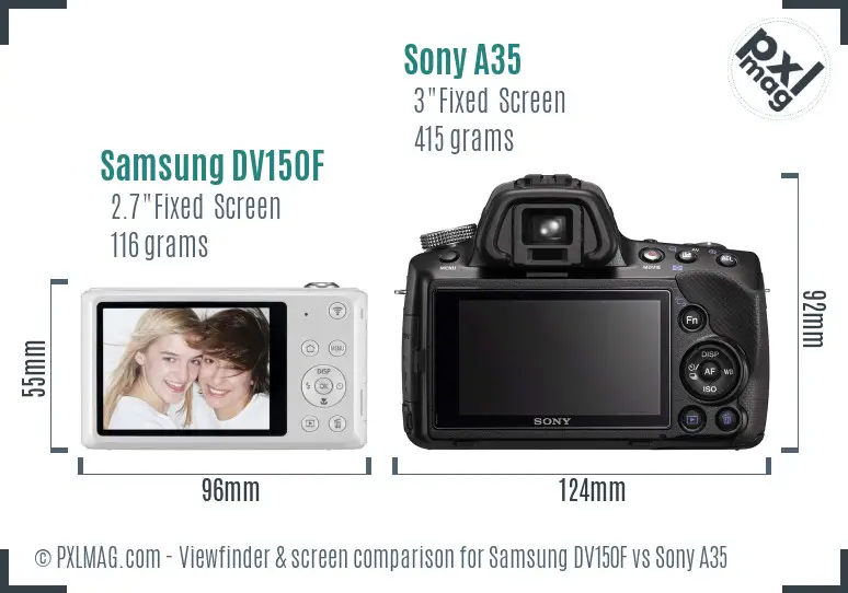 Samsung DV150F vs Sony A35 Screen and Viewfinder comparison