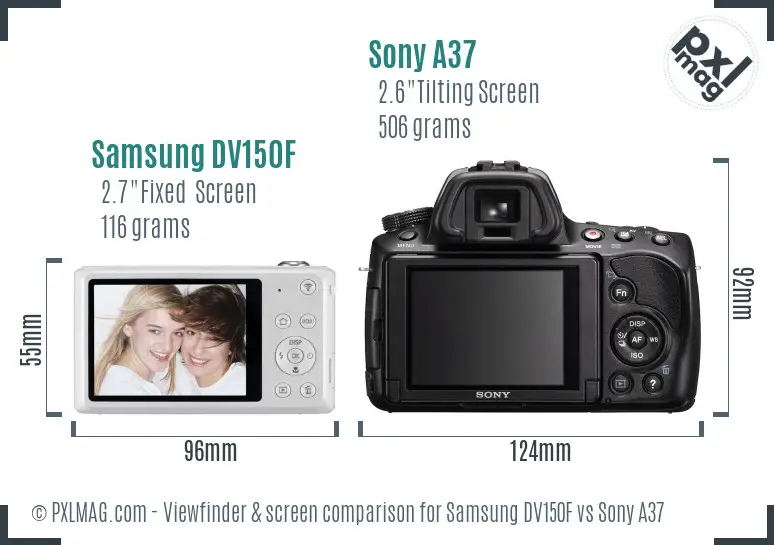 Samsung DV150F vs Sony A37 Screen and Viewfinder comparison