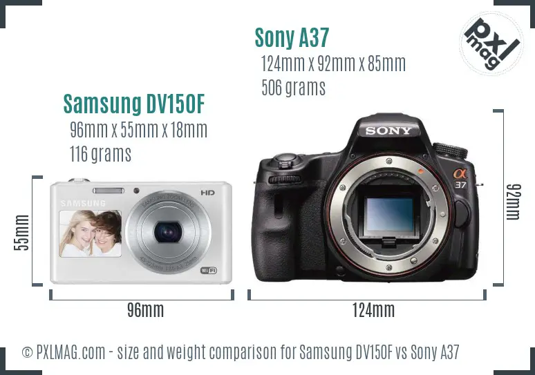 Samsung DV150F vs Sony A37 size comparison