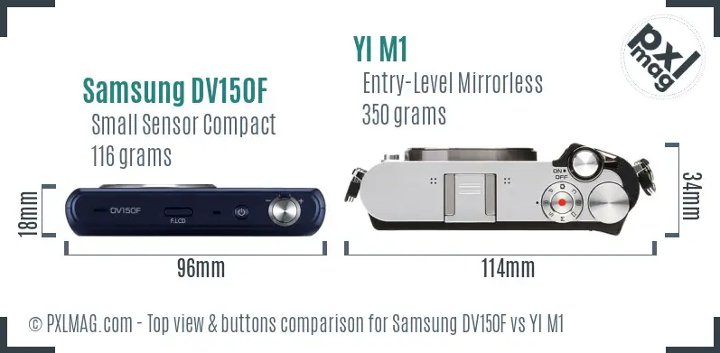 Samsung DV150F vs YI M1 top view buttons comparison