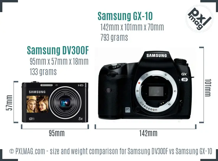 Samsung DV300F vs Samsung GX-10 size comparison