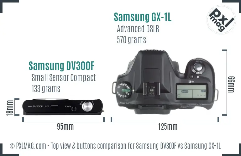 Samsung DV300F vs Samsung GX-1L top view buttons comparison