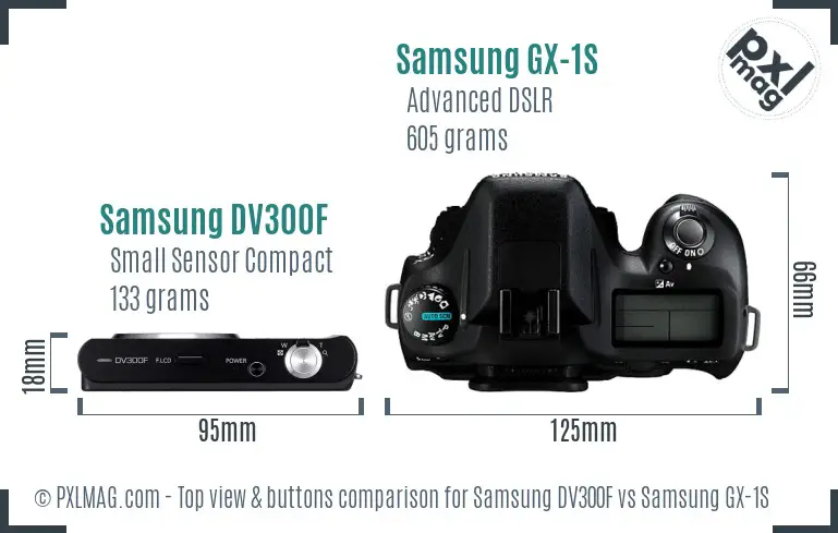 Samsung DV300F vs Samsung GX-1S top view buttons comparison
