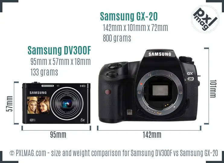 Samsung DV300F vs Samsung GX-20 size comparison