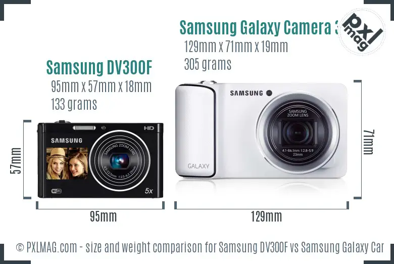 Samsung DV300F vs Samsung Galaxy Camera 3G size comparison