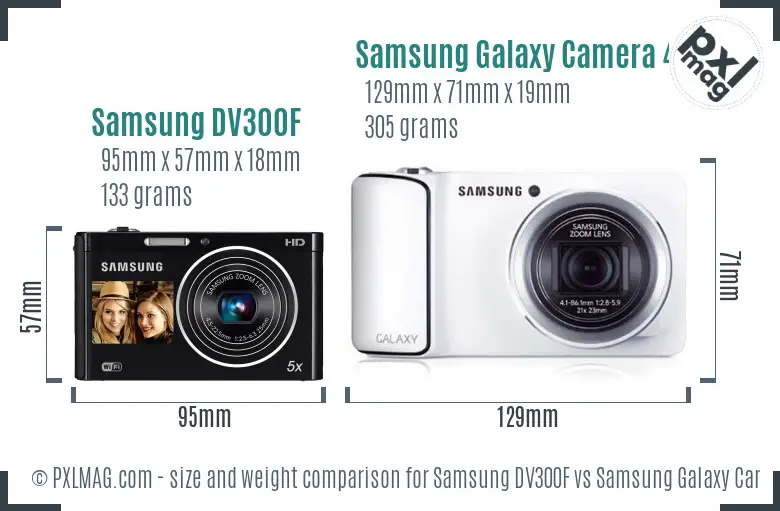 Samsung DV300F vs Samsung Galaxy Camera 4G size comparison