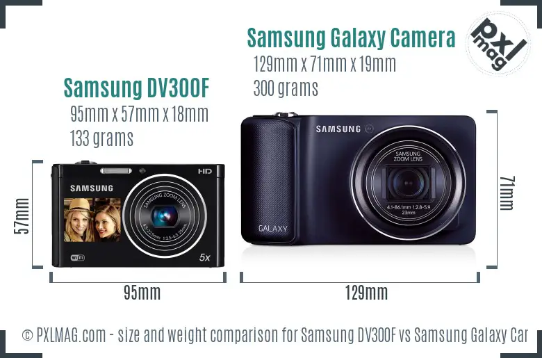 Samsung DV300F vs Samsung Galaxy Camera size comparison