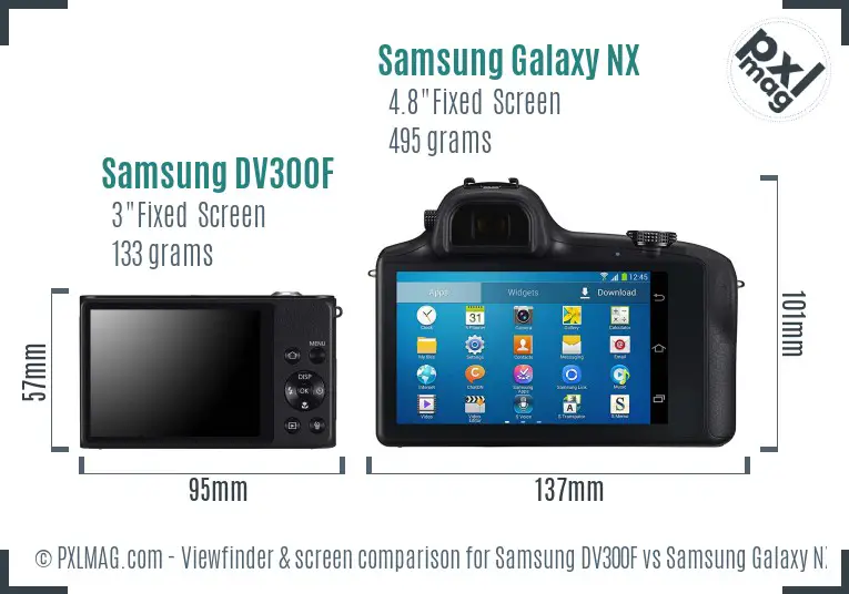 Samsung DV300F vs Samsung Galaxy NX Screen and Viewfinder comparison