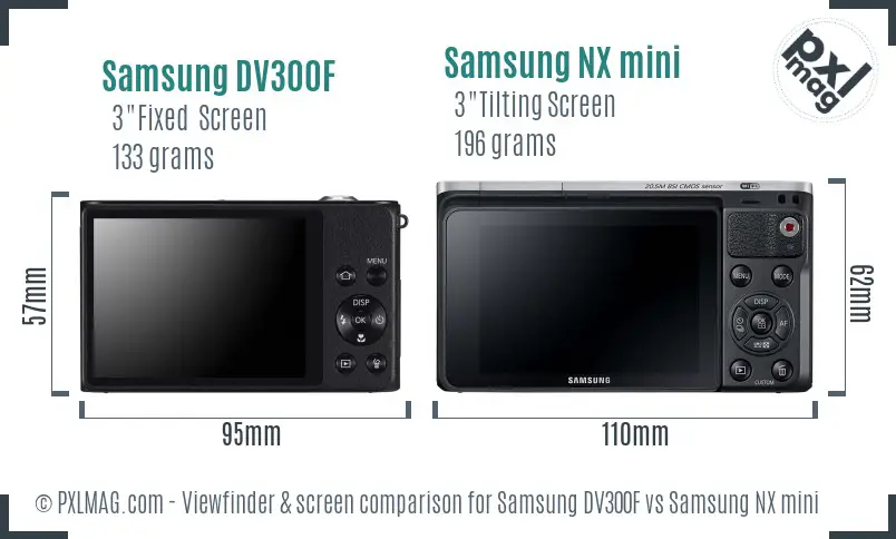 Samsung DV300F vs Samsung NX mini Screen and Viewfinder comparison