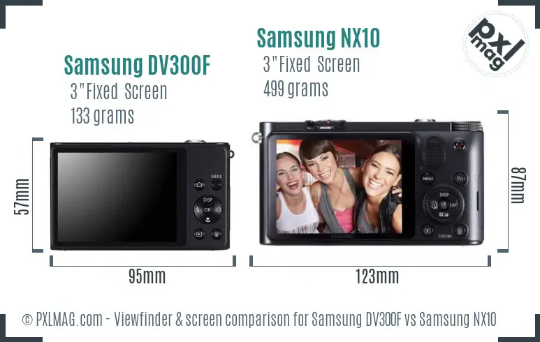 Samsung DV300F vs Samsung NX10 Screen and Viewfinder comparison