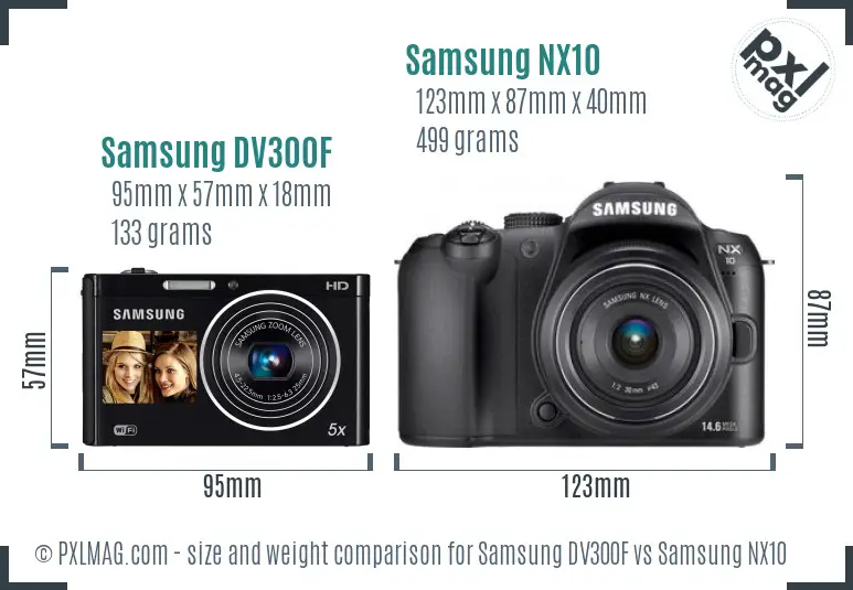Samsung DV300F vs Samsung NX10 size comparison