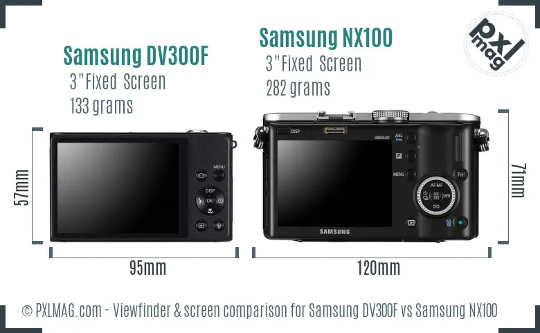 Samsung DV300F vs Samsung NX100 Screen and Viewfinder comparison