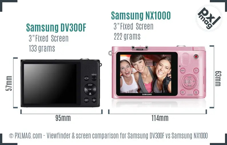 Samsung DV300F vs Samsung NX1000 Screen and Viewfinder comparison