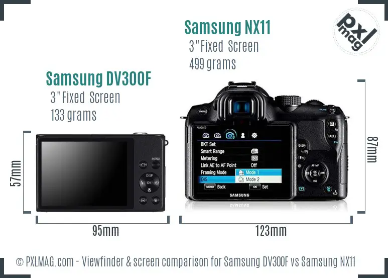 Samsung DV300F vs Samsung NX11 Screen and Viewfinder comparison