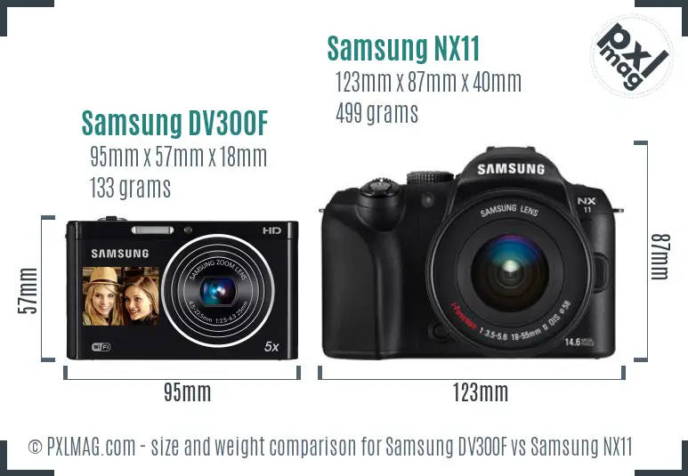 Samsung DV300F vs Samsung NX11 size comparison