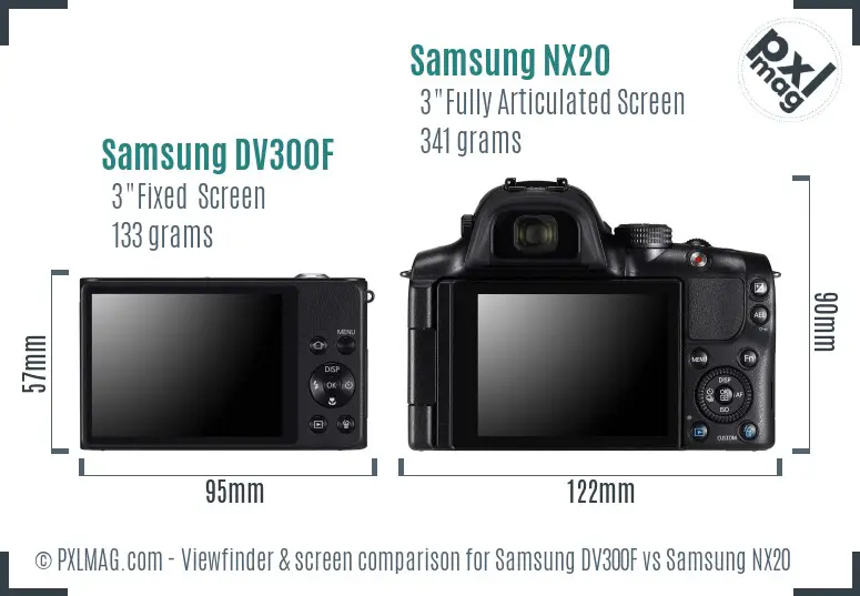 Samsung DV300F vs Samsung NX20 Screen and Viewfinder comparison