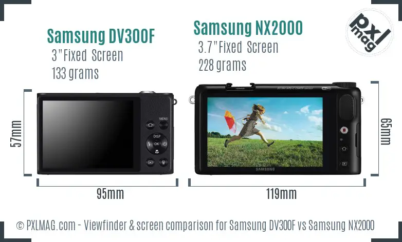 Samsung DV300F vs Samsung NX2000 Screen and Viewfinder comparison