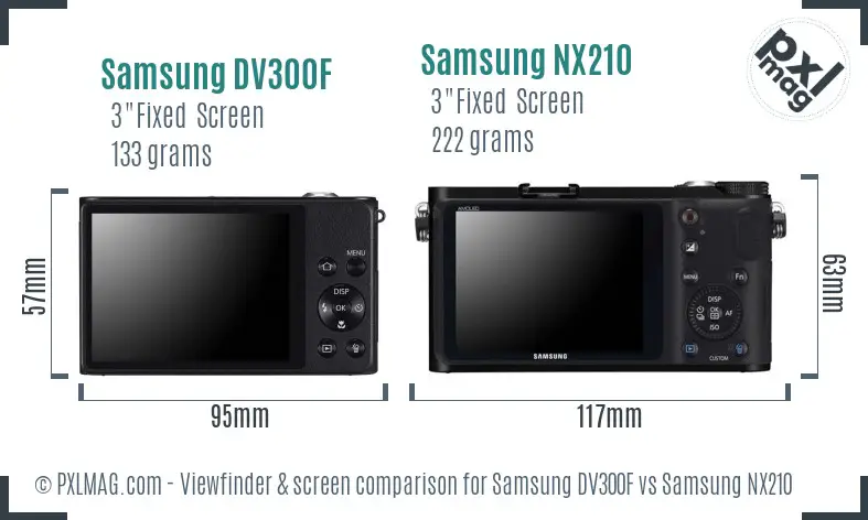 Samsung DV300F vs Samsung NX210 Screen and Viewfinder comparison