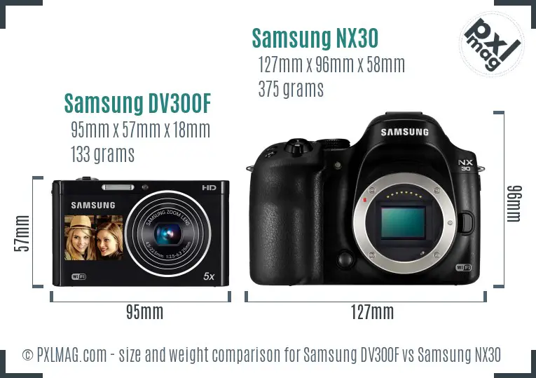 Samsung DV300F vs Samsung NX30 size comparison