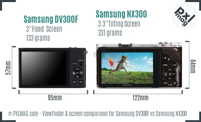 Samsung DV300F vs Samsung NX300 Screen and Viewfinder comparison