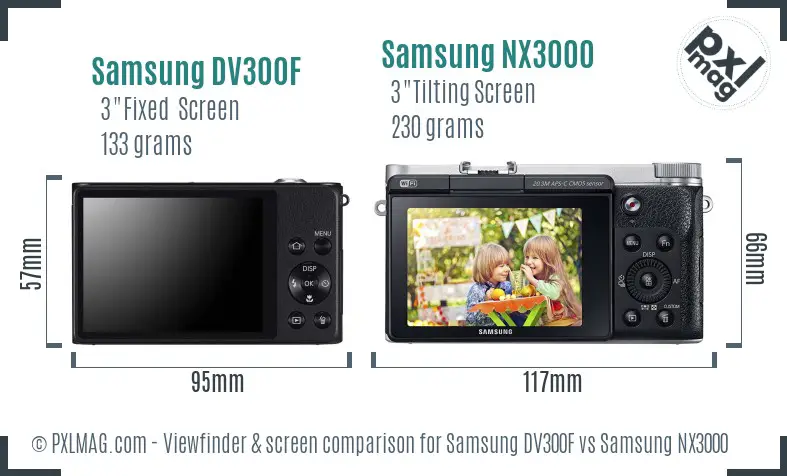 Samsung DV300F vs Samsung NX3000 Screen and Viewfinder comparison