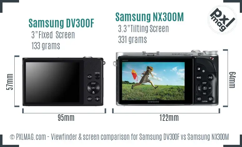 Samsung DV300F vs Samsung NX300M Screen and Viewfinder comparison