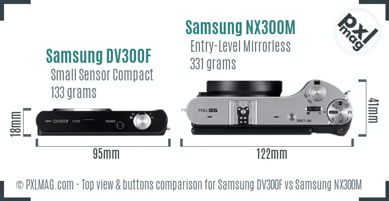 Samsung DV300F vs Samsung NX300M top view buttons comparison