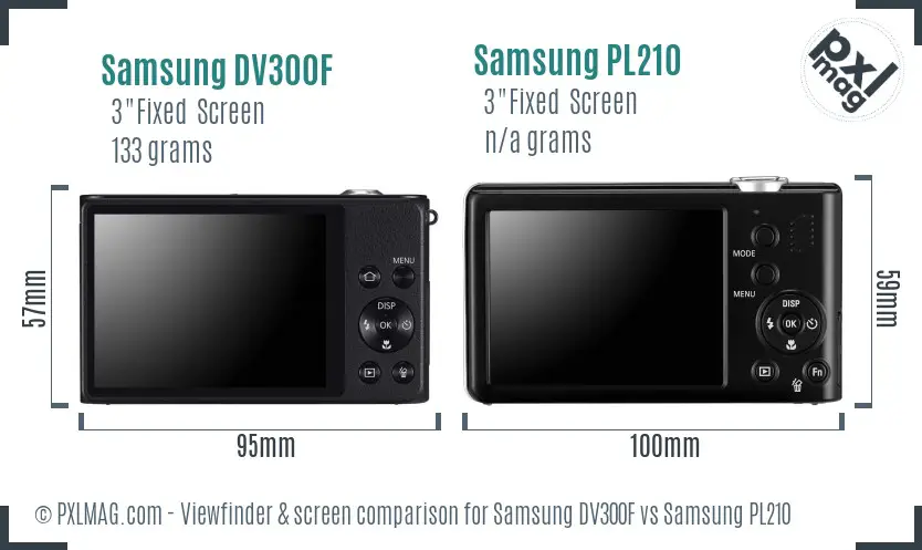 Samsung DV300F vs Samsung PL210 Screen and Viewfinder comparison