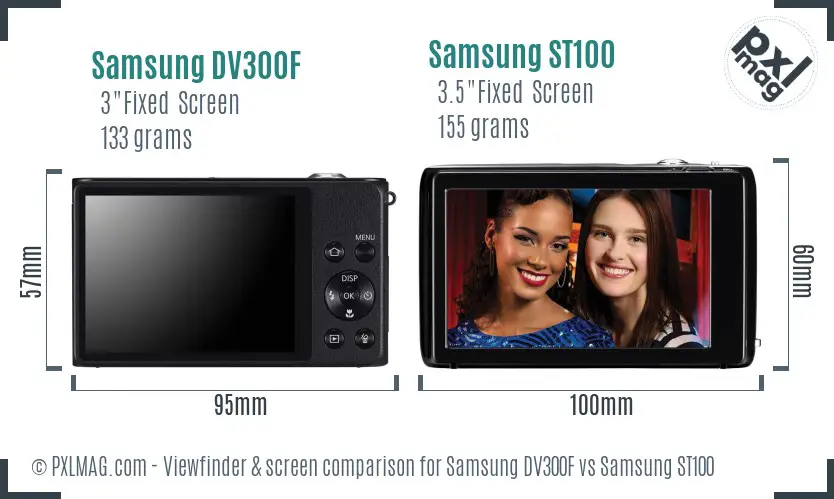 Samsung DV300F vs Samsung ST100 Screen and Viewfinder comparison