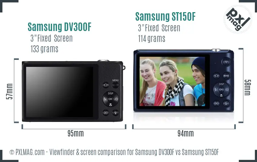Samsung DV300F vs Samsung ST150F Screen and Viewfinder comparison