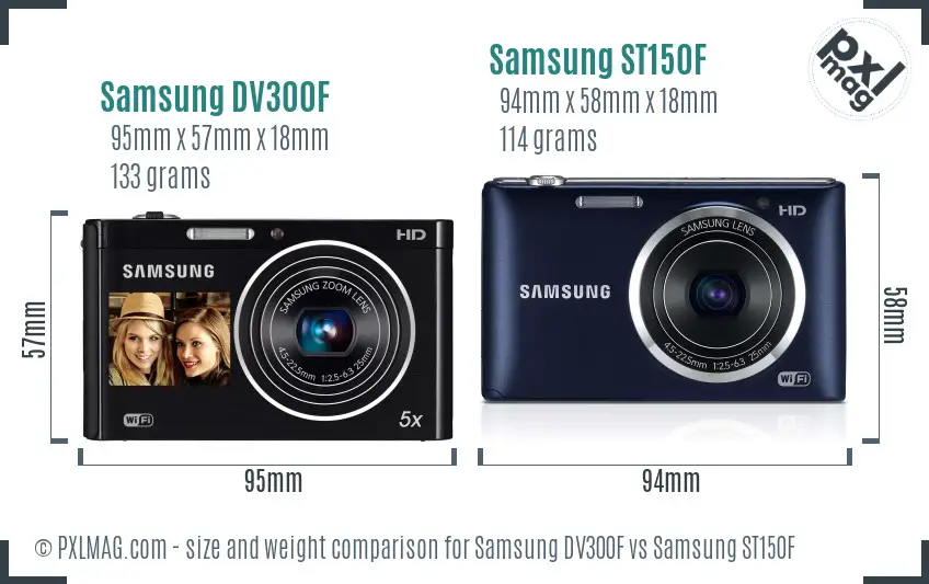Samsung DV300F vs Samsung ST150F size comparison