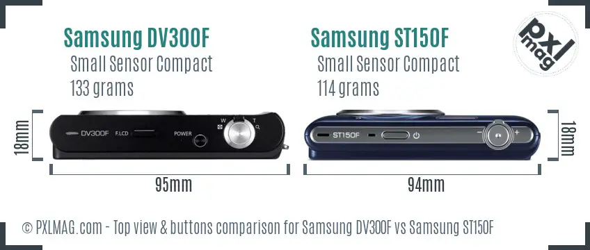 Samsung DV300F vs Samsung ST150F top view buttons comparison