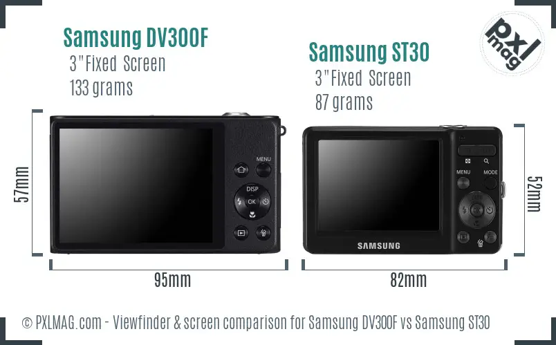 Samsung DV300F vs Samsung ST30 Screen and Viewfinder comparison