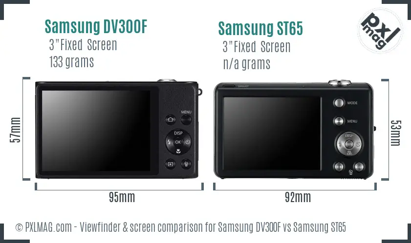 Samsung DV300F vs Samsung ST65 Screen and Viewfinder comparison