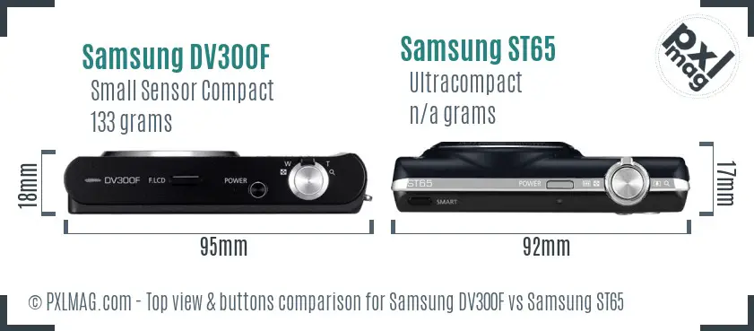 Samsung DV300F vs Samsung ST65 top view buttons comparison