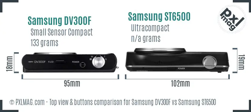 Samsung DV300F vs Samsung ST6500 top view buttons comparison