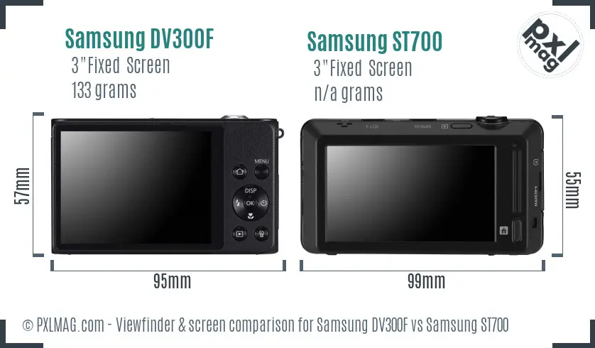 Samsung DV300F vs Samsung ST700 Screen and Viewfinder comparison