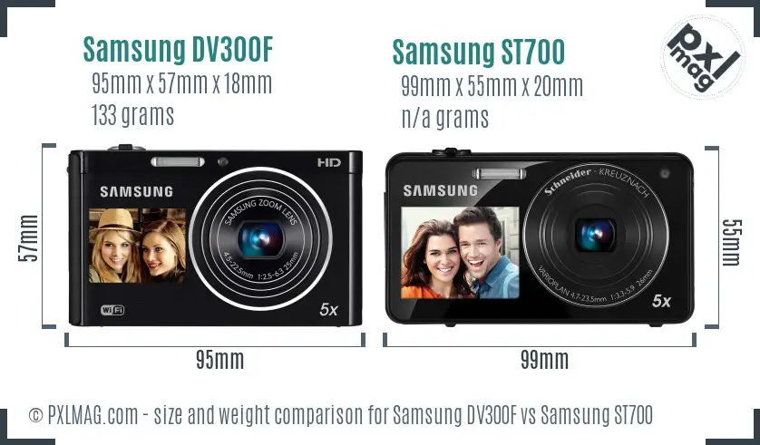 Samsung DV300F vs Samsung ST700 size comparison
