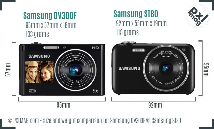 Samsung DV300F vs Samsung ST80 size comparison Samsung DV300F vs Samsung ST80 size comparison